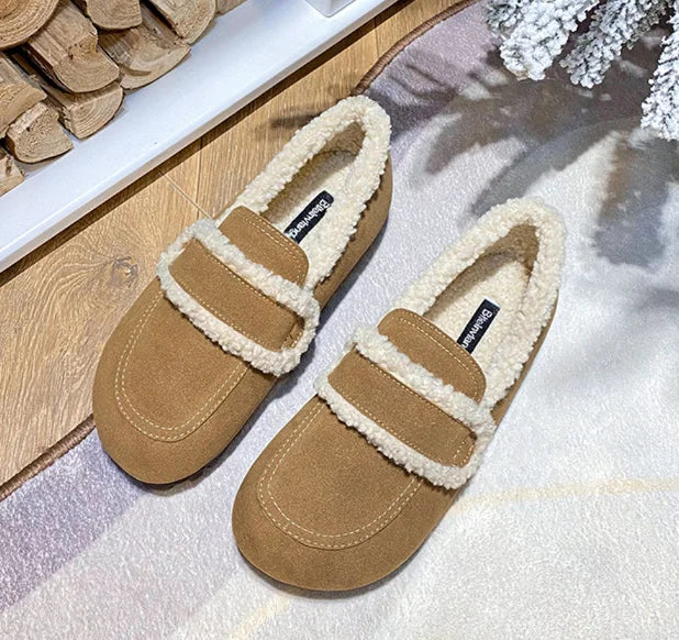 2026 Faux Suede Flats Women Lambswool Loafers Winter Warm Cotton Shoes Ladies Platform Fleeces Mocasines Female Sheep Fur Boots