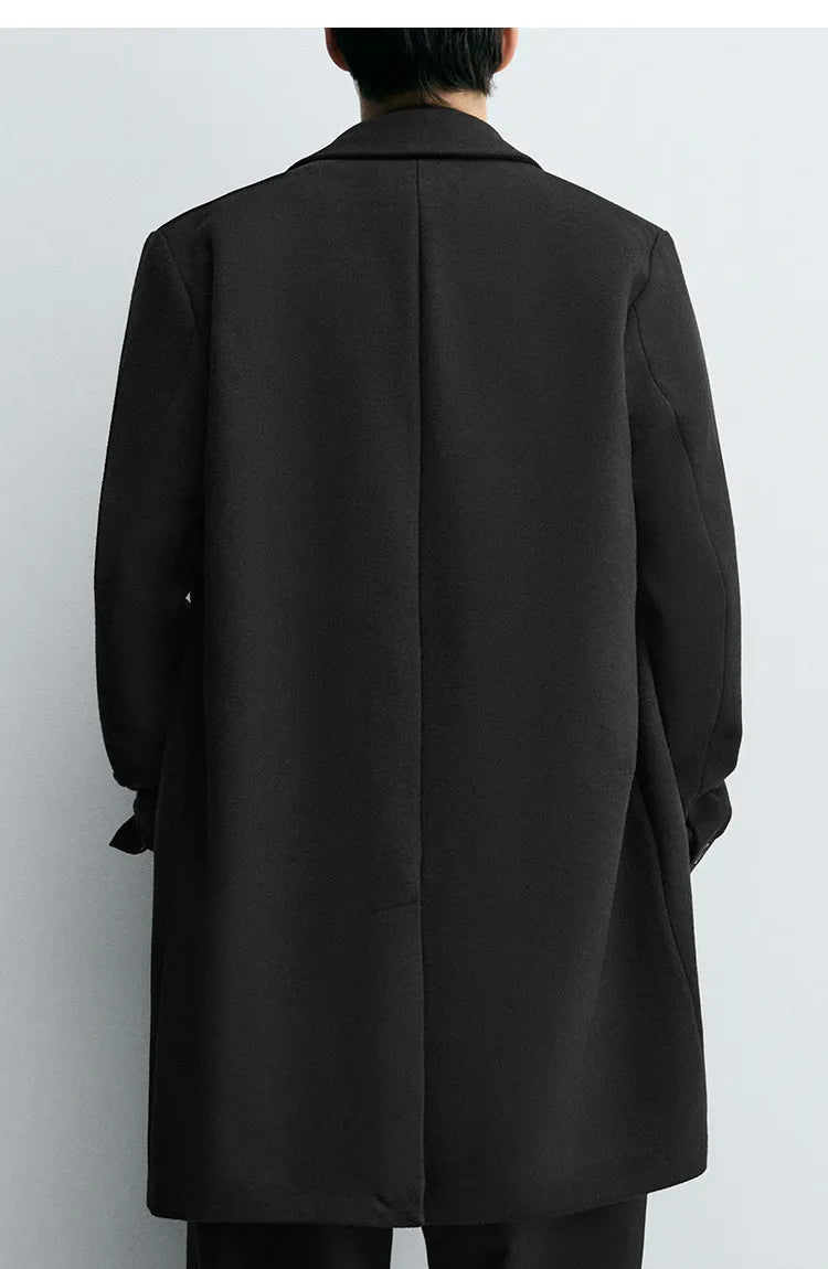 MAMELICCE Original design Mid-length woolen coat Wool-blend coat Classic business casual Autumn and winter trench coats Men coat