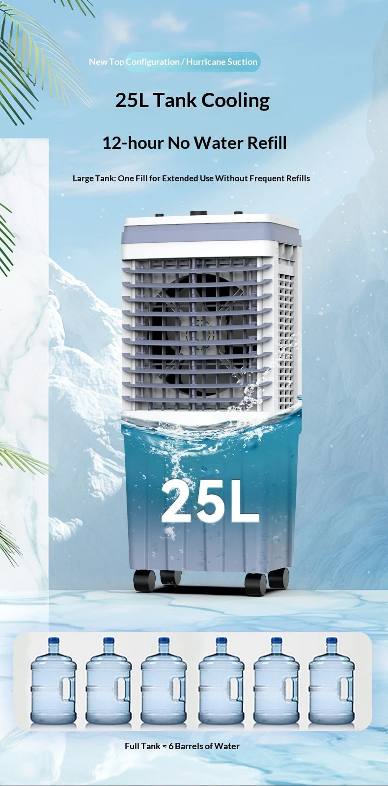 Portable Water Cooling Air Cooler, High Air Volume, for Home & Commercial Us