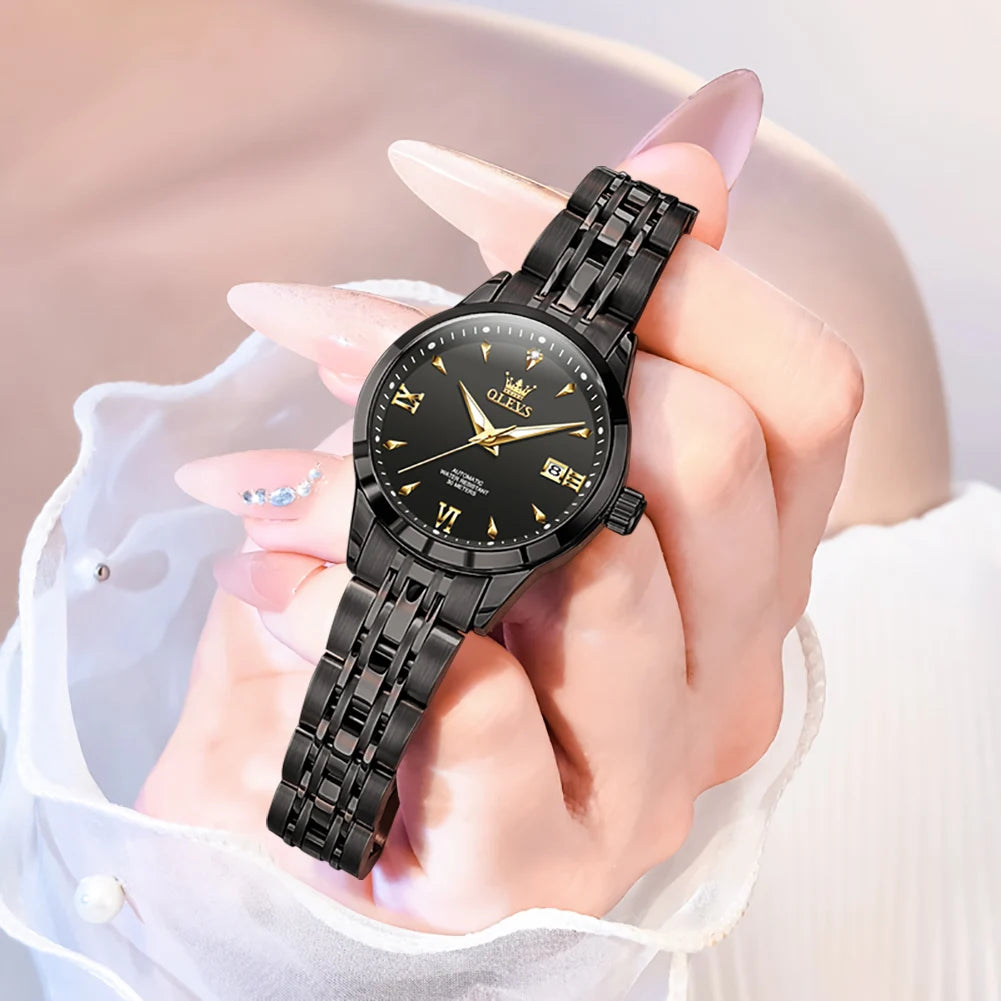 OLEVS 9956 Watch For Women Auto Date Elegant Mechanical Women Watch Waterproof Simple Fashion Business Automatic Wristwatch