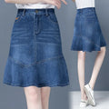 High Waist A-Line Midi Skirt for Women Spring 2023 Denim Split Long Dress Korean Style Commute Pure Color Long Skirt