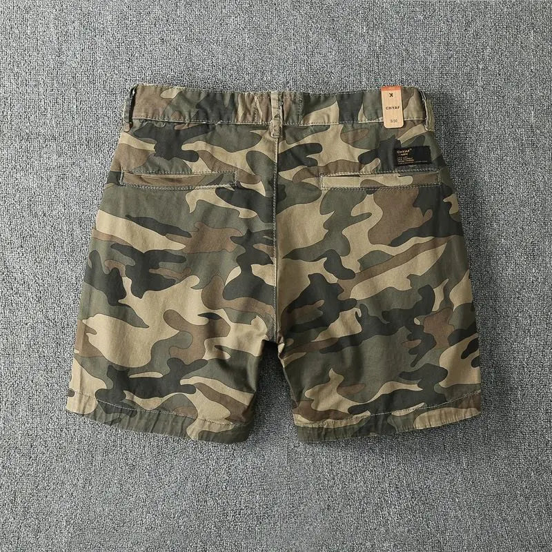 Korean Fashion Camouflage Shorts for Men's Casual Stretch 2025 Summer New Slim Fit and Wear-resistant Shorts Male Clothing