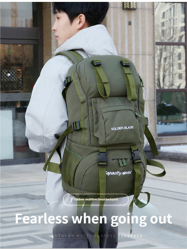 40L Travel Tactical Backpack Men Women Outdoor Travel Cycling Large Capacity Waterproof Lightweight Weight-Lifting Hiking Bag