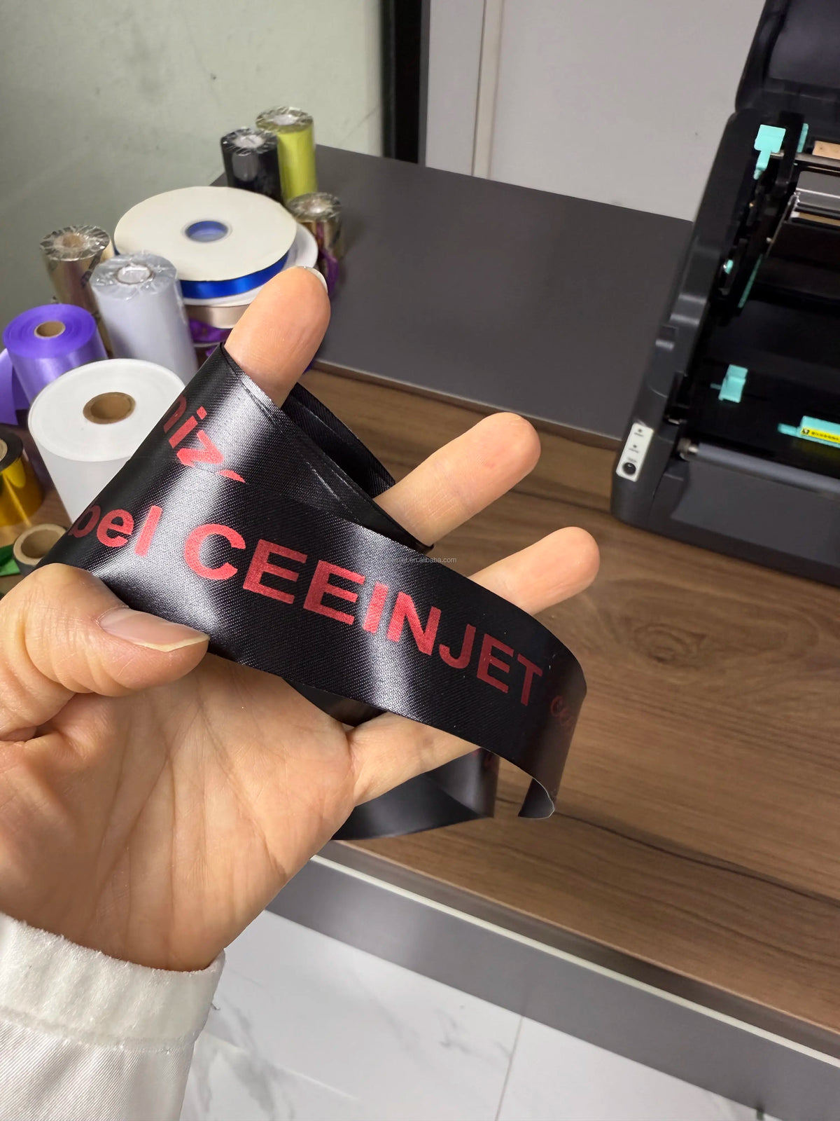 Commercial Automatic Digital Mini Satin Ribbon Printer Machine 203dpi Waterproof Label Home School Cloth Name Tag Gift