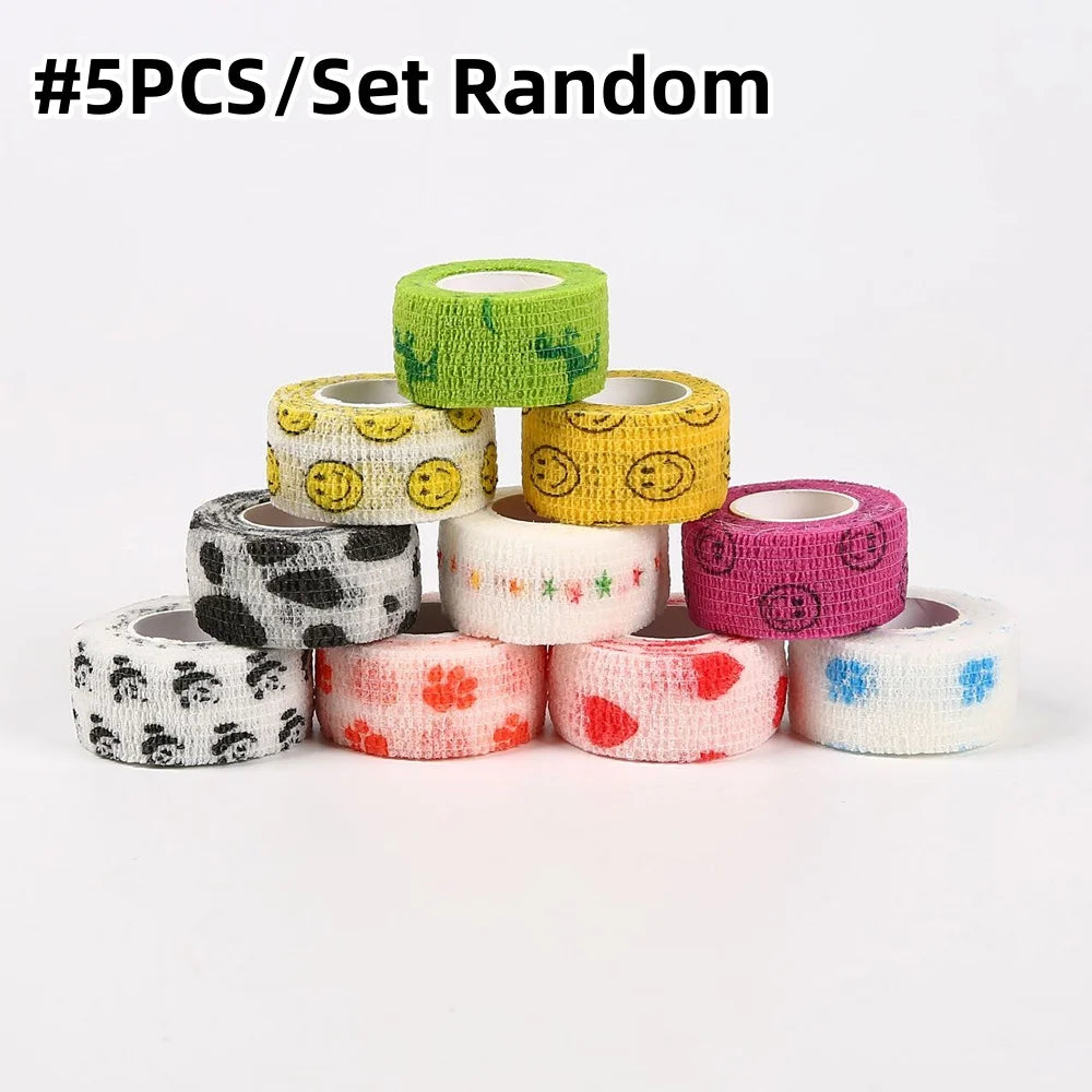 5Pcs/Lot 2.5cm Wide Colorful Athletic Wrap Tape Self Adhesive Elastic Bandage Elastoplast Sports Protector Wrist Finger Ankle