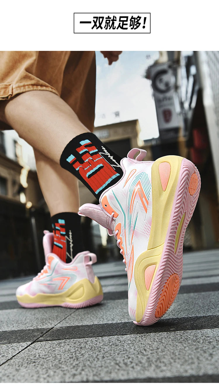 Men's Athletic Basketball Sneakers Breathable Cushioning Non-Slip Wearable Gym Training Running Shoes for Men And Women