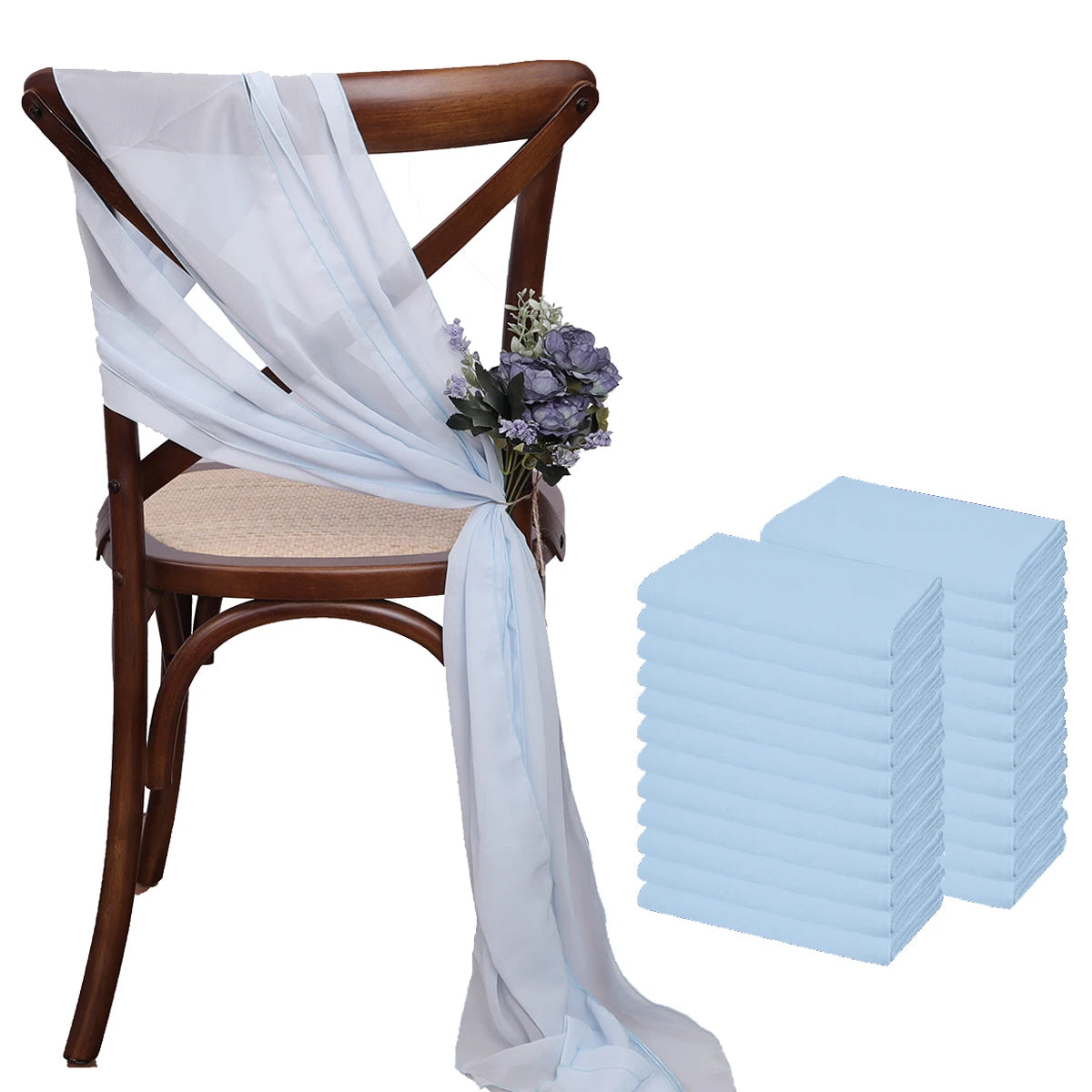 12 Pcs 17x275cm Green  Chiffon Chair Sashes  Wedding Chair Covers Ribbon Wedding Party Aisle Chair Decor
