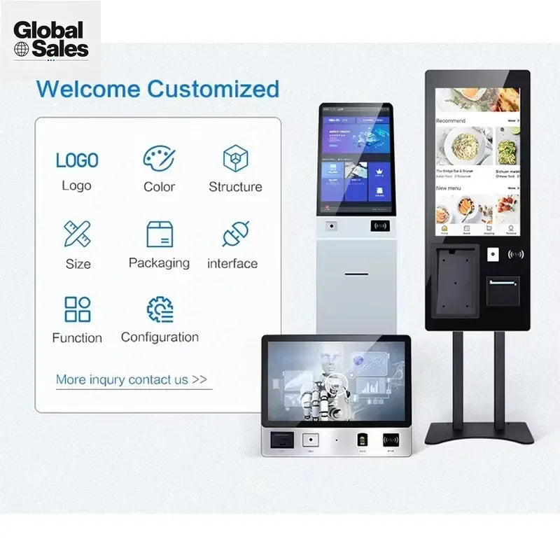 21.5 Inch 32 Inch Touch Screen Self-Service Order Payment Kiosk POS System with Animation for Restaurant and Shopping Mall