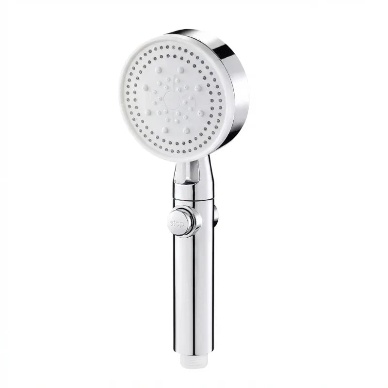 Adjustable High Pressure Shower Head 5 Modes Water Saving One-Key Stop Spray Nozzle with Hose - Bathroom Shower Accessories