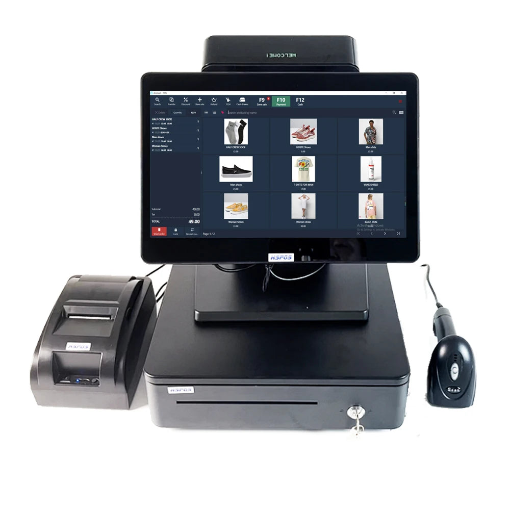 ATU&UTV14 Inch Touch Cash Register All in One Win10 System POS Machine for Restaurant, Supermarket  HS-ST54