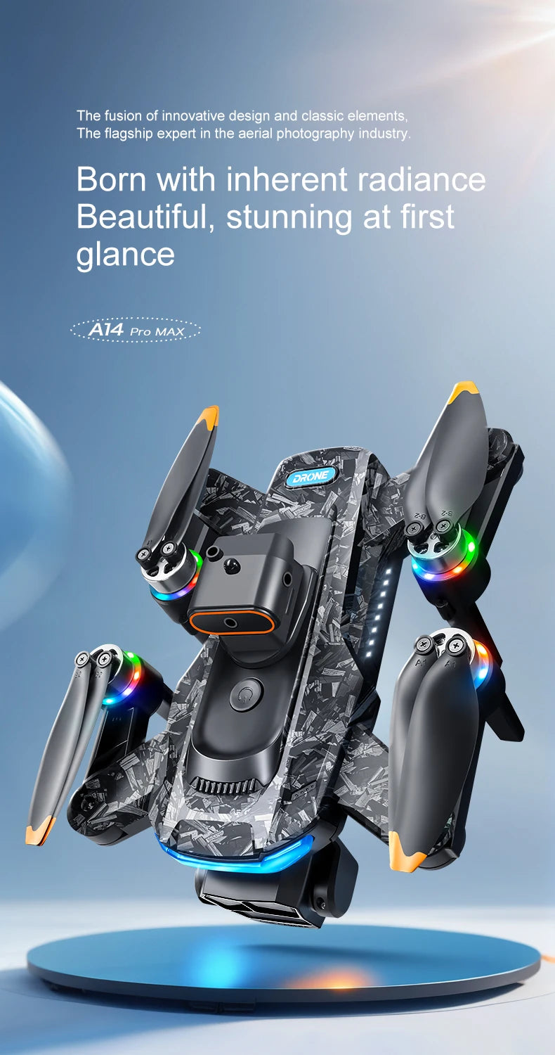 Original A14Pro max GPS Brushless 8K three Camera Optical Flow Obstacle Avoidance Foldable Quadcopter RC Distance Drone Toys