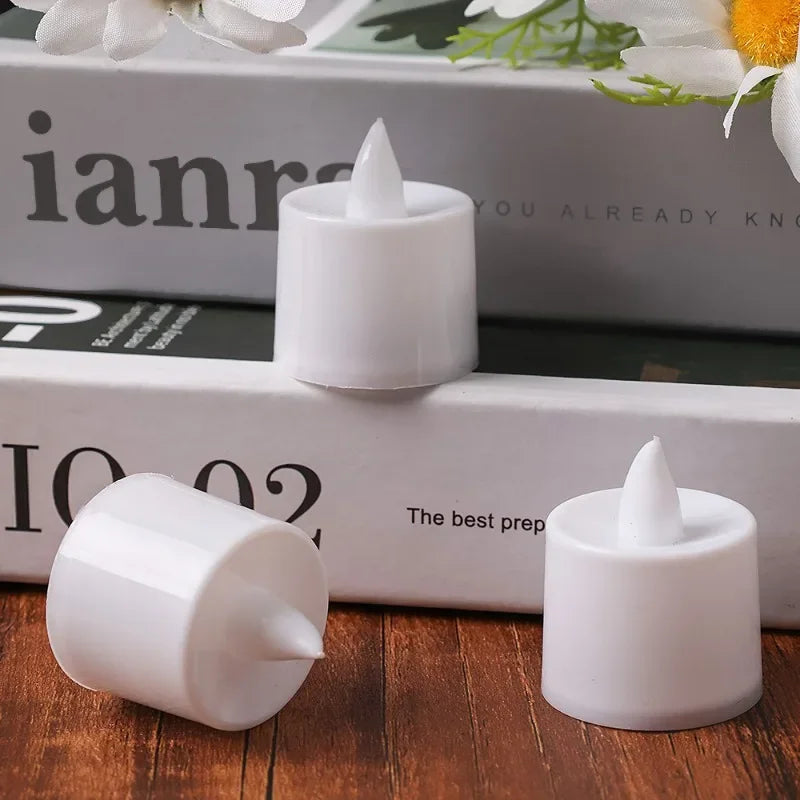 1/48pcs Flameless LED Candle Warm White Light Battery-Power Tealight Haunted House Atmosphere Candle Wedding DIY Decor Supplies