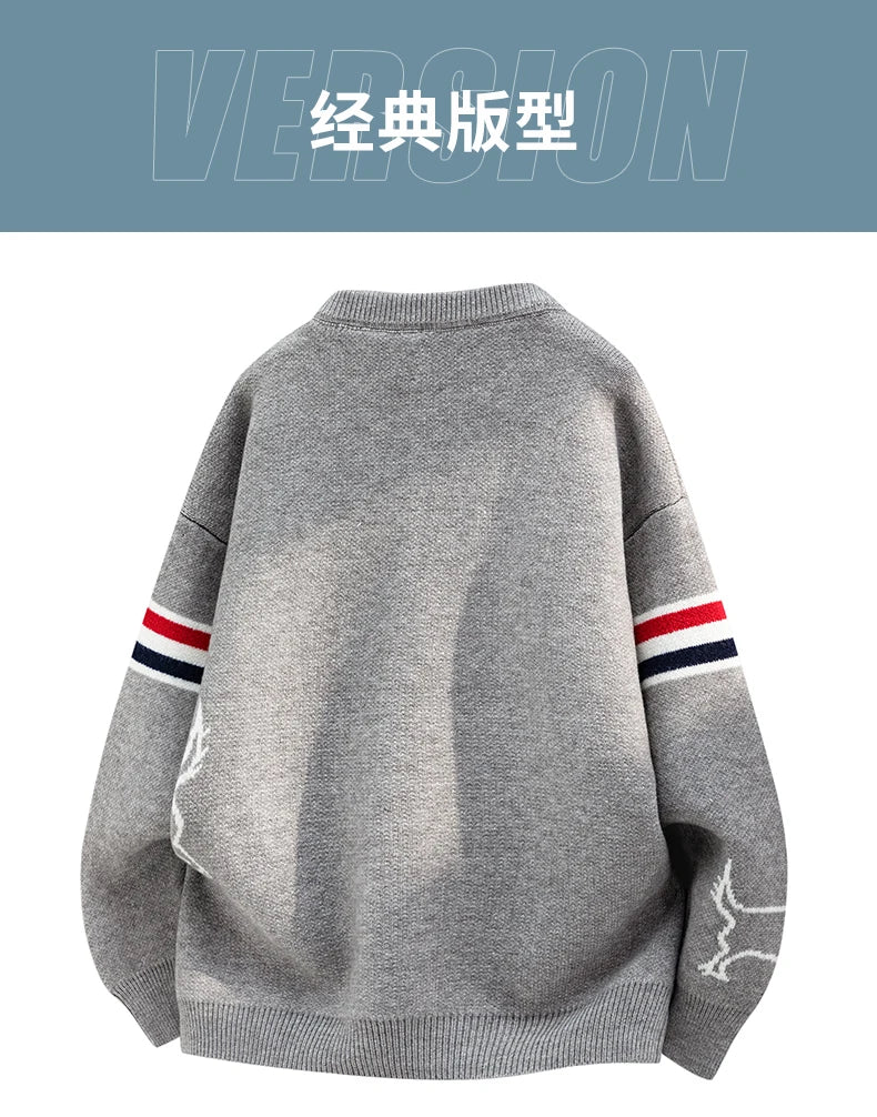 Hot Selling Men's Autumn Winter Knitted Cardigans Branded Embroidered Single Breasted Sweaters Fashionable Trendy Outerwear Tops