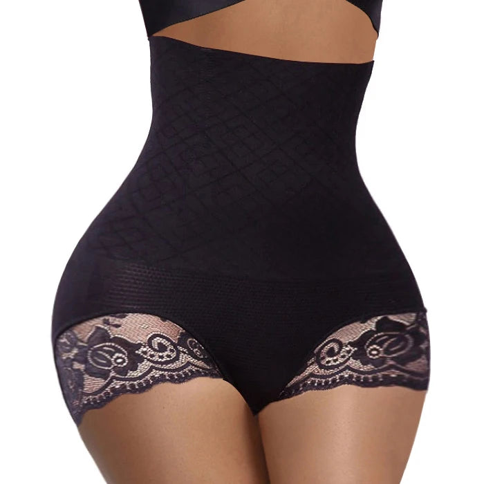 Women High Waist Panties Body Shaper Tummy Control Underwear Butt Lifting Shapewear with Lace Slimming Belly Waist Trainer