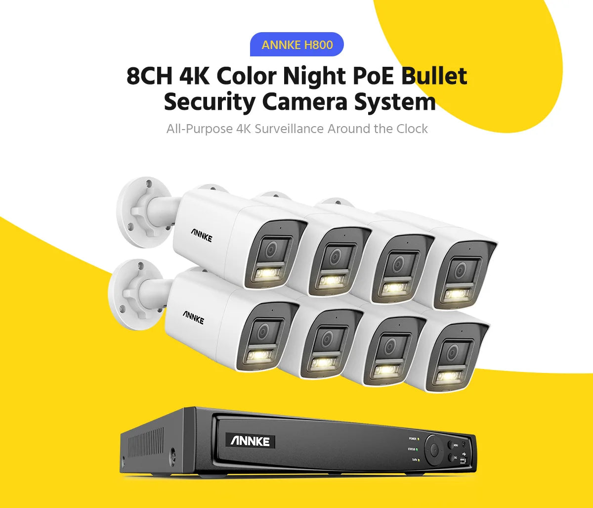 ANNKE 4K Ultra HD POE Video Surveillance System 8CH H.265+ NVR With 12MP Security Cameras CCTV Kit Audio Recording 8MP Ip camera