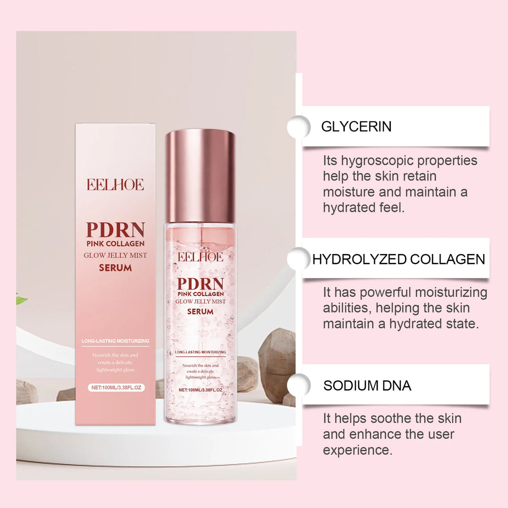 2026 PDRN Pink Collagen Glow Jelly Mist Serum Collagen Essence Spray Nourish Moisturiz Face Serum Toner Improve Drying Skin Care
