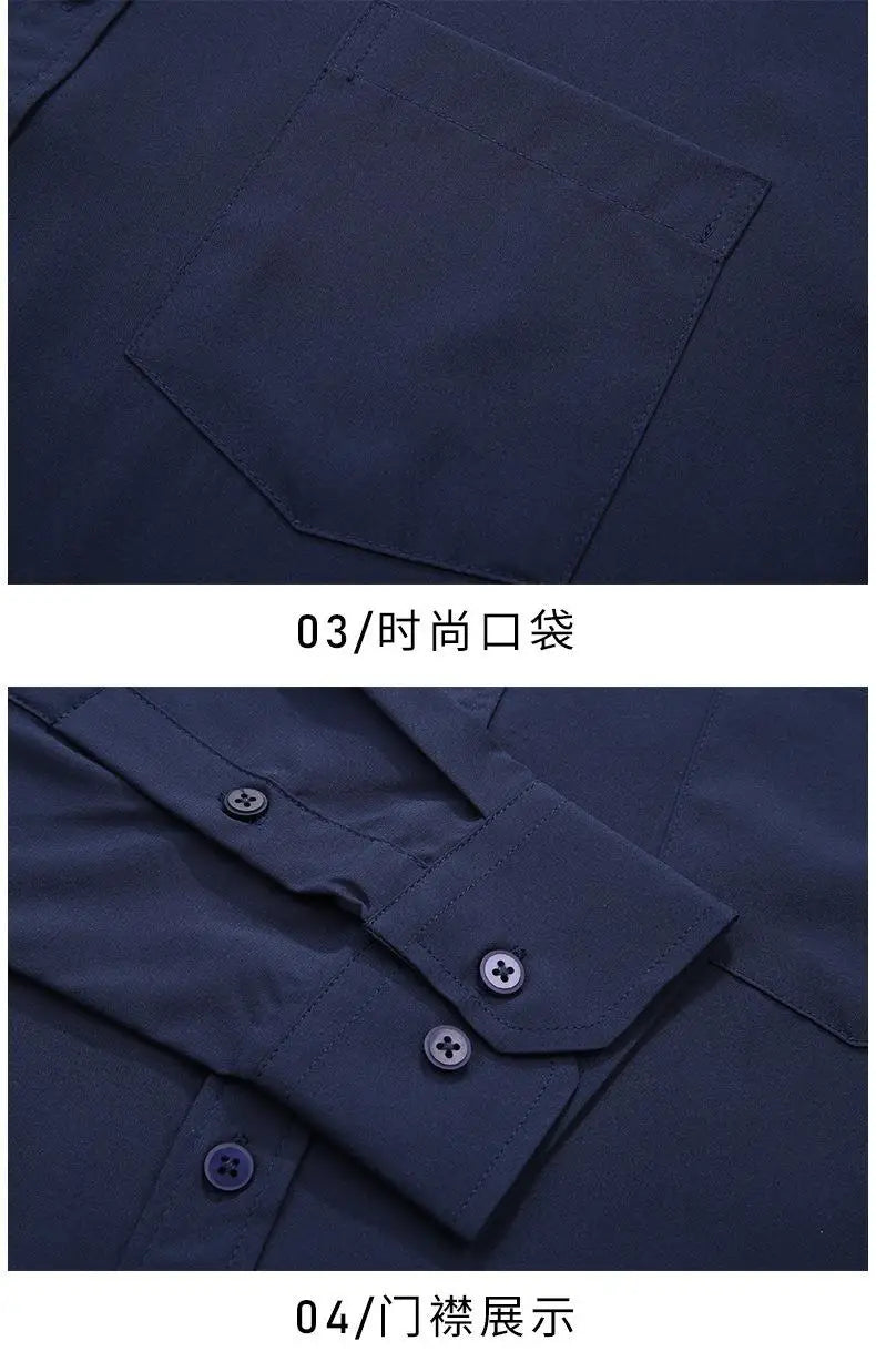 Plus Size 12XL 10XL Men's Shirts Long Sleeves Work Formal Shirt Anti-Wrinkle Classic Business Pocket Tops Male Clothing 90-190KG
