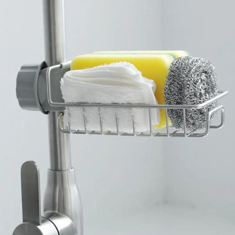 Kitchen Stainless Steel Sink Drain Rack Sponge Storage Faucet Holder Soap Drainer Towel Rack Shelf Organizer Kitchen Accessories