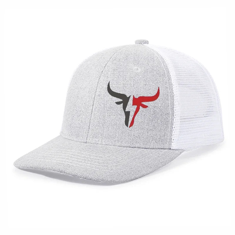 Breathable Adjustable Bull Head Print Baseball Cap - Lightweight Sun Hat for Outdoor Sports, Mesh Design，Perfect for Casual Wear