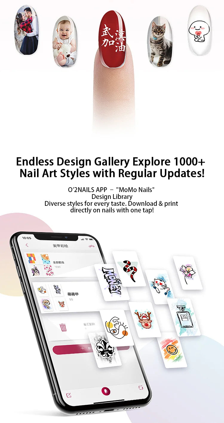 Nail Art Printer Portable 3D Nail Painting Machine, Massive Design, Mobile App Control DIY Nail Printer, Suitable for Family SA