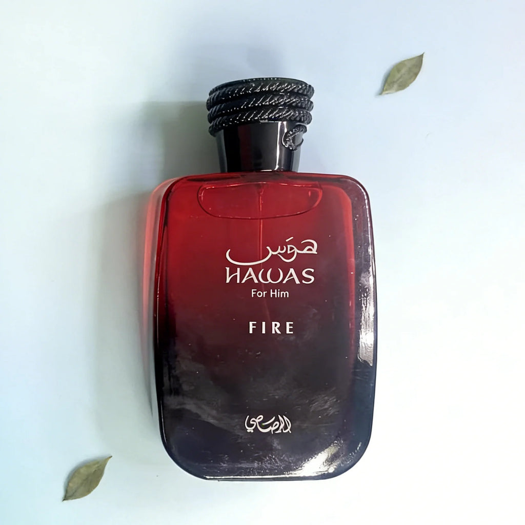 Hawas Fire For Him Men's Eau De Parfum 3.38oz, Rich Spicy & Woody Scent, Long-Lasting Masculine Fragrance