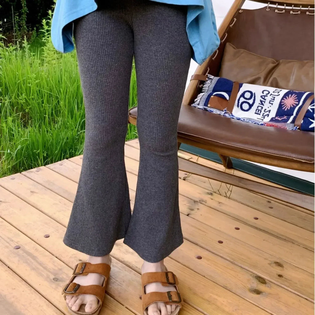 Kids Girls Flare Leggings 2024 New Arrival Children Slim Fit Pants Baby Girls Spring Summer Cotton Leggings Gray Black Trousers