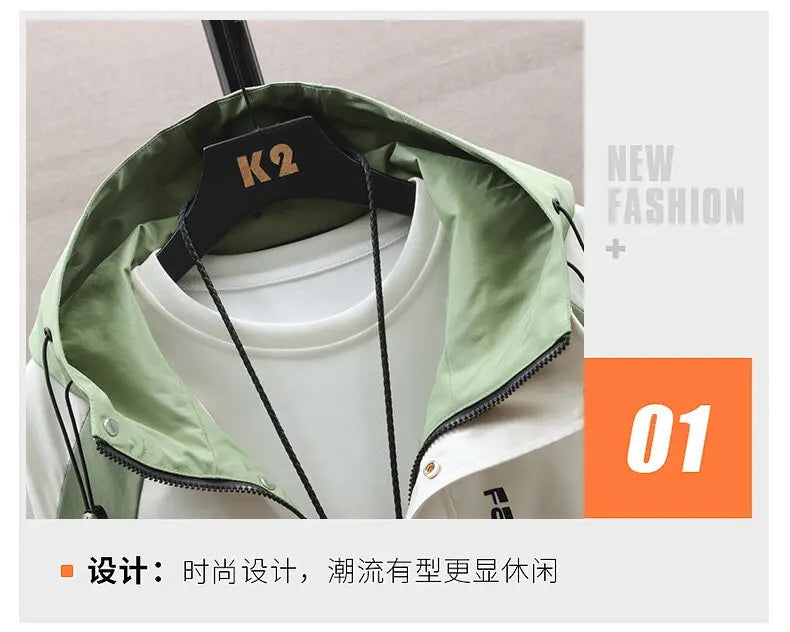 Men's High Streetwear Fashion Hooded Jackets 2026 Spring Autumn Loose Casual Coats Youth Outdoor Sports Windbreaker Top Clothing