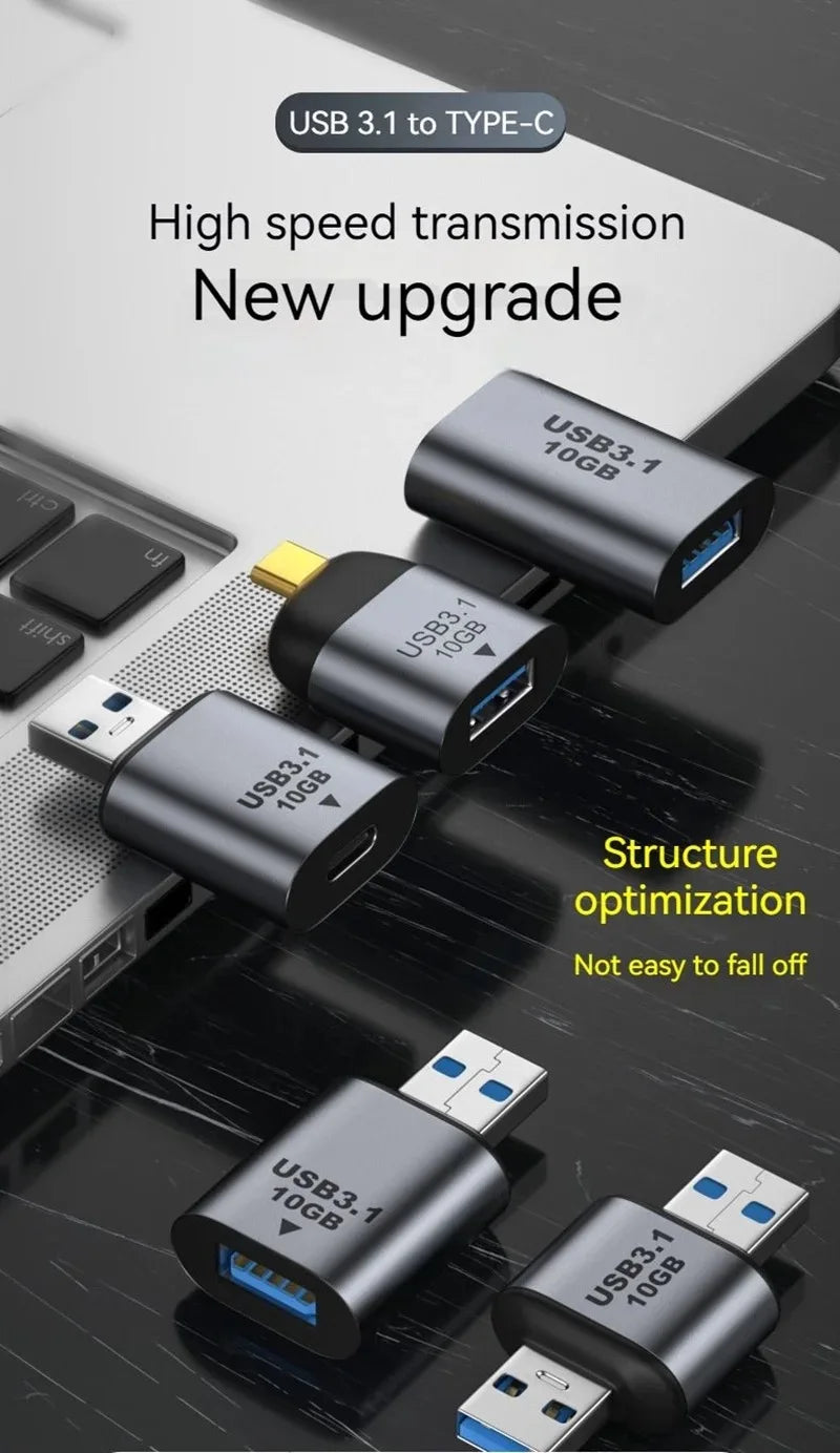 USB A to Type-C Adapter USB 3.1 OTG Adapter Mobile Phone Laptop Fast Charging Converter 10Gb Data Transfer Cable Connector