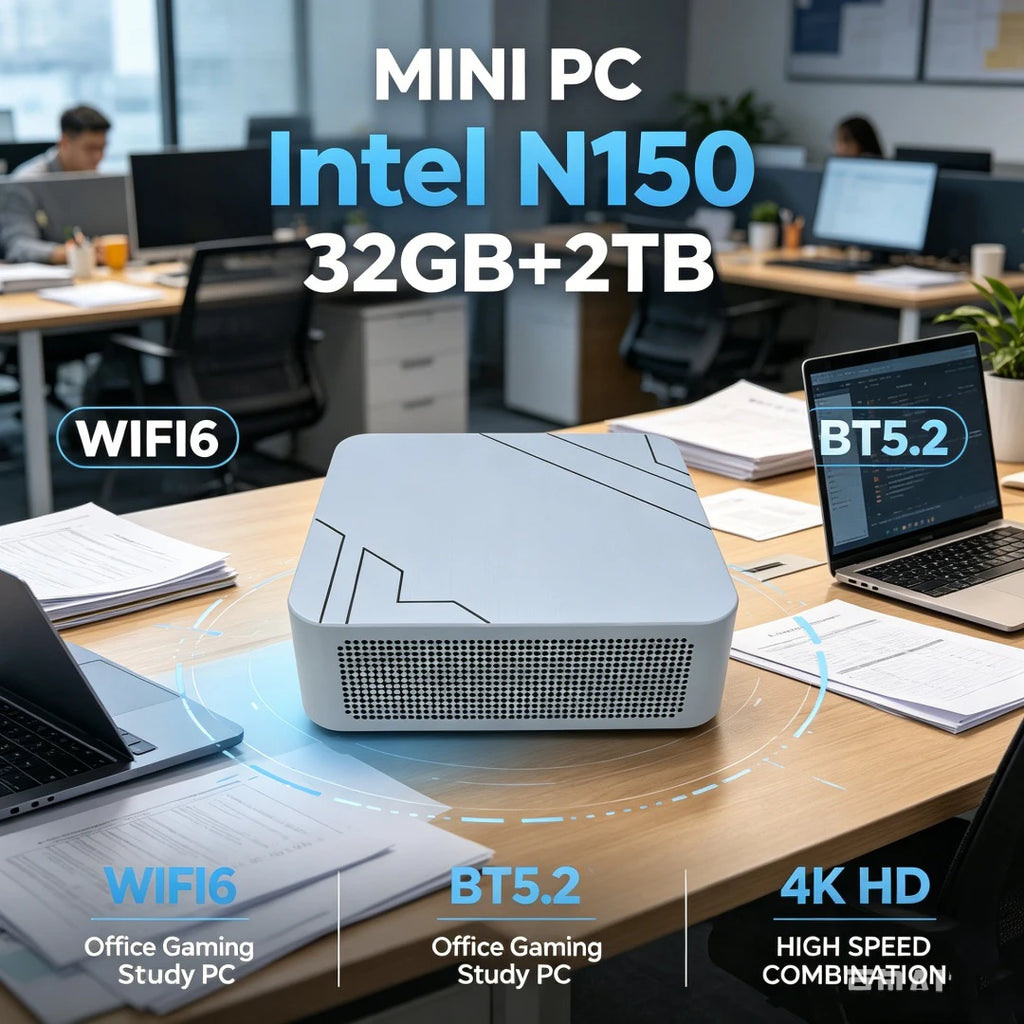 Mini PC Intel Core N150 16GB RAM 2TB SSD Mini Desktop Computer WIFI6 BT5.2 4K HD Office Gaming Study Mini PC