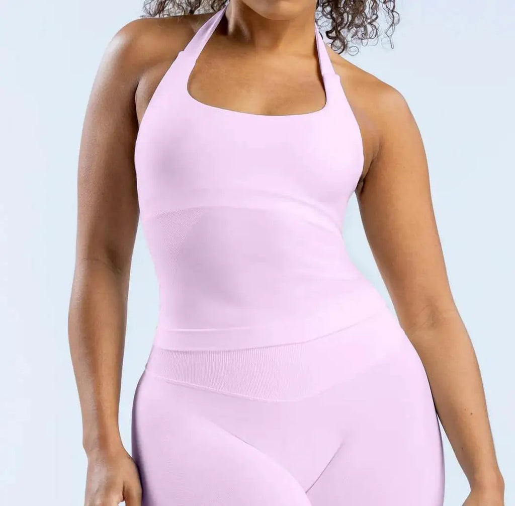DL 0GO Longline Strappy Top Gym Sports Top Women Seamless Yoga Tank Sportswear Gym Clothing Running Workout Halter