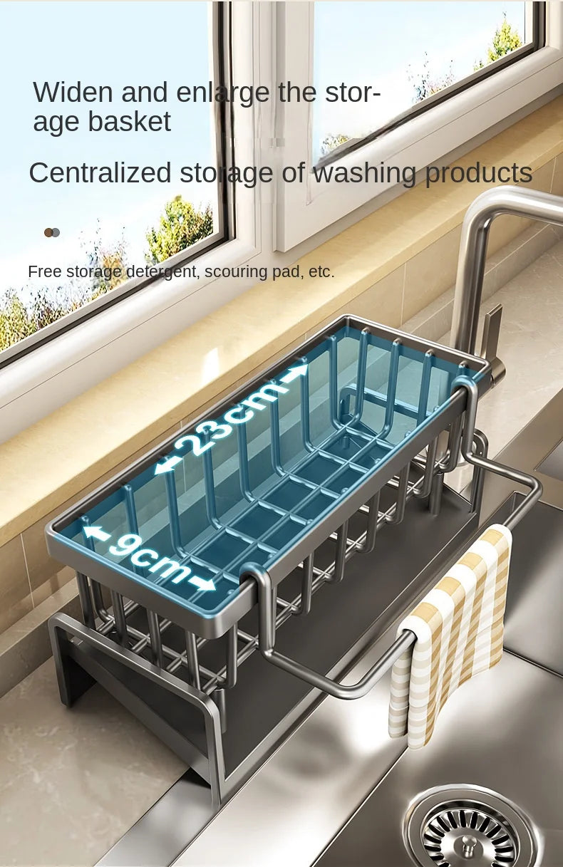 Kitchen Sink Drain Rack Organizer Plastic Self-draining Sink Shelf Soap Sponge Holder Dishcloth Towel Rack Filter Basket