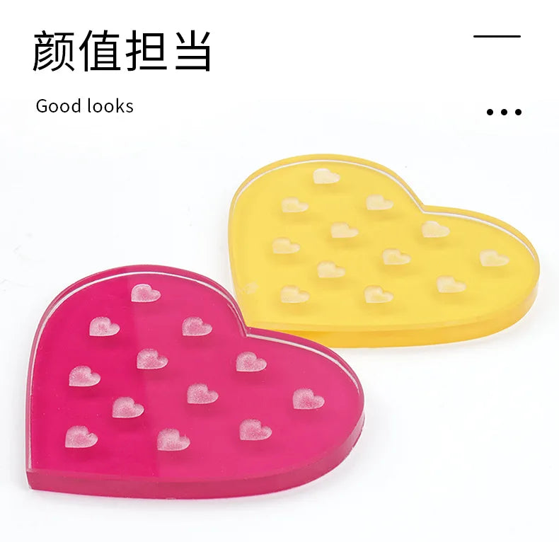 1Pc Heart Shaped Glass False Eyelash Stand Glue Holder Pad Eyelashes Extension Adhesive Pallet Paste Glue Pad Makeup Supplies