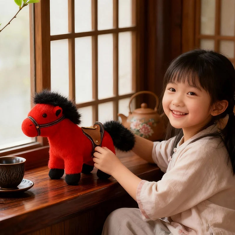 13/22cm High Quality Plush Steed Toy with Saddle Cute Plush Horse Doll Lovely Stuffed Animal Pony Bag Charm