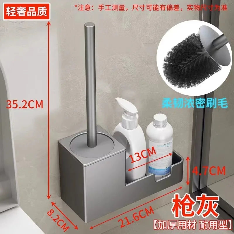 Toilet Brush Holder Wall Mounted Bathroom Cleaning Brush Toilet Brushes For Cleaning Storage Space Aluminum