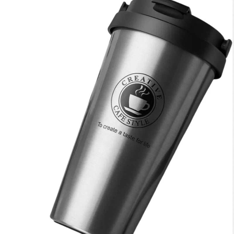 New American Simple Coffee Cup Portable Office Large-capacity Double-layer Vacuum Thermos Cup with Rope Seamless Lined Mug