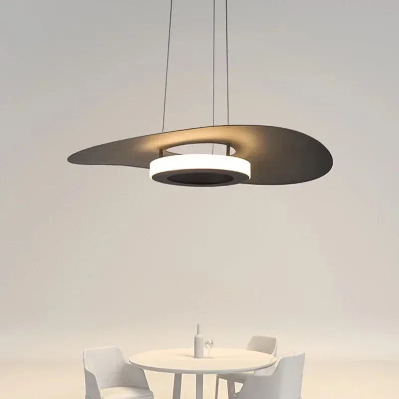 Modern Simple Black White LED creative chandelier Lighting,Suspension Home Decor Indoor Nordic Fixtures for Living Room Aisle
