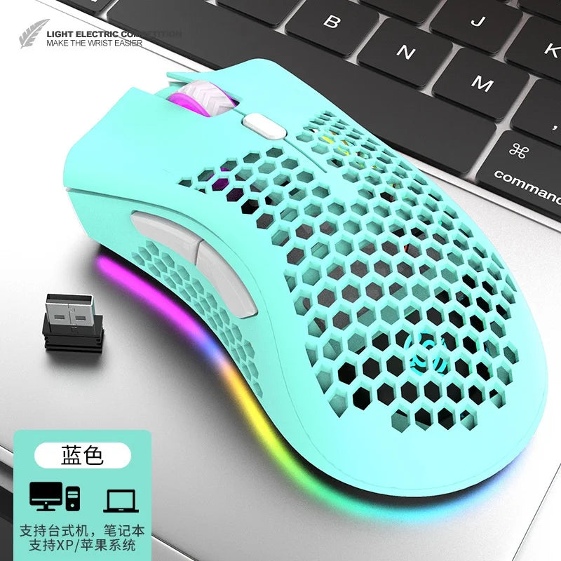BM600 2.4G Wireless Mouse Lightweight Honeycomb Design Wireless Gaming Mouse RGB Backlight
