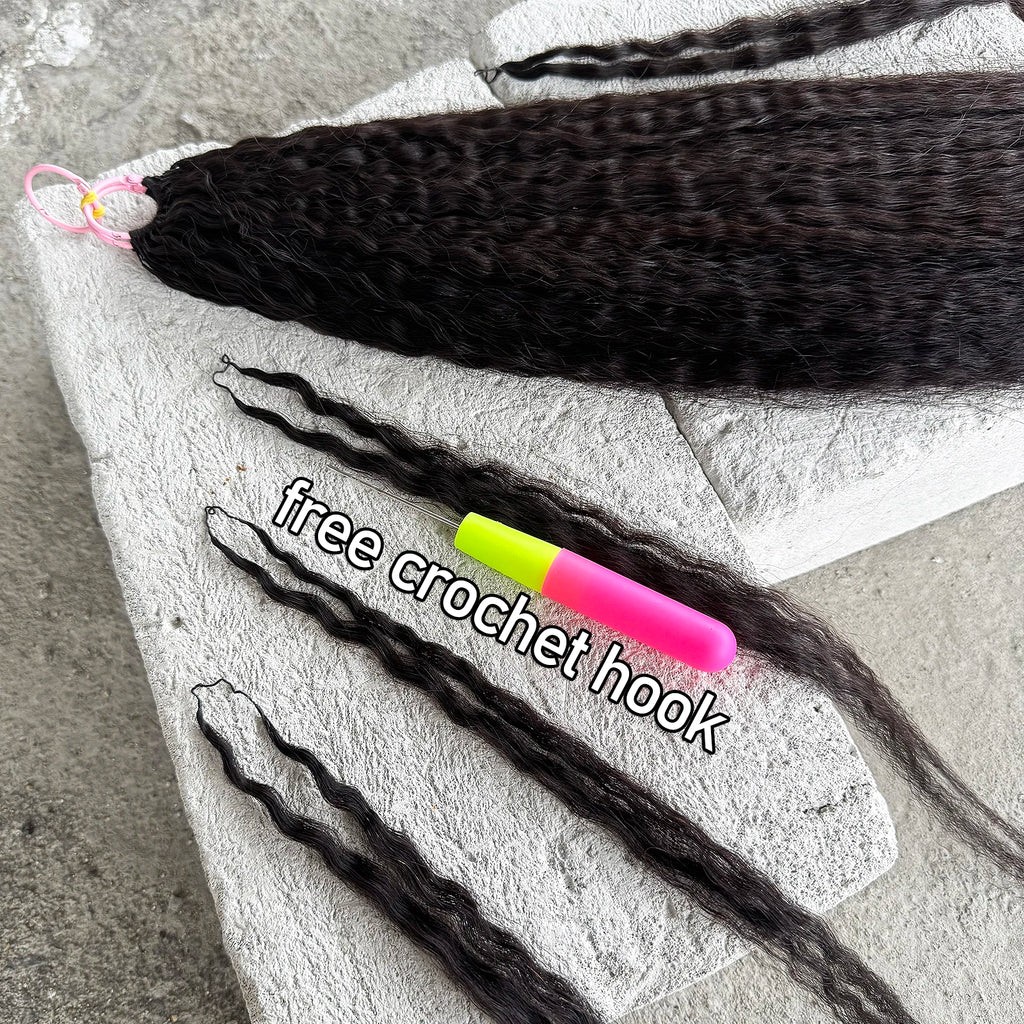 Deep Wave Crochet Hair Extensions Kinky Curly Crochet Human Hair Knotless Pre-Separated Crochet Feather Hair Extensions