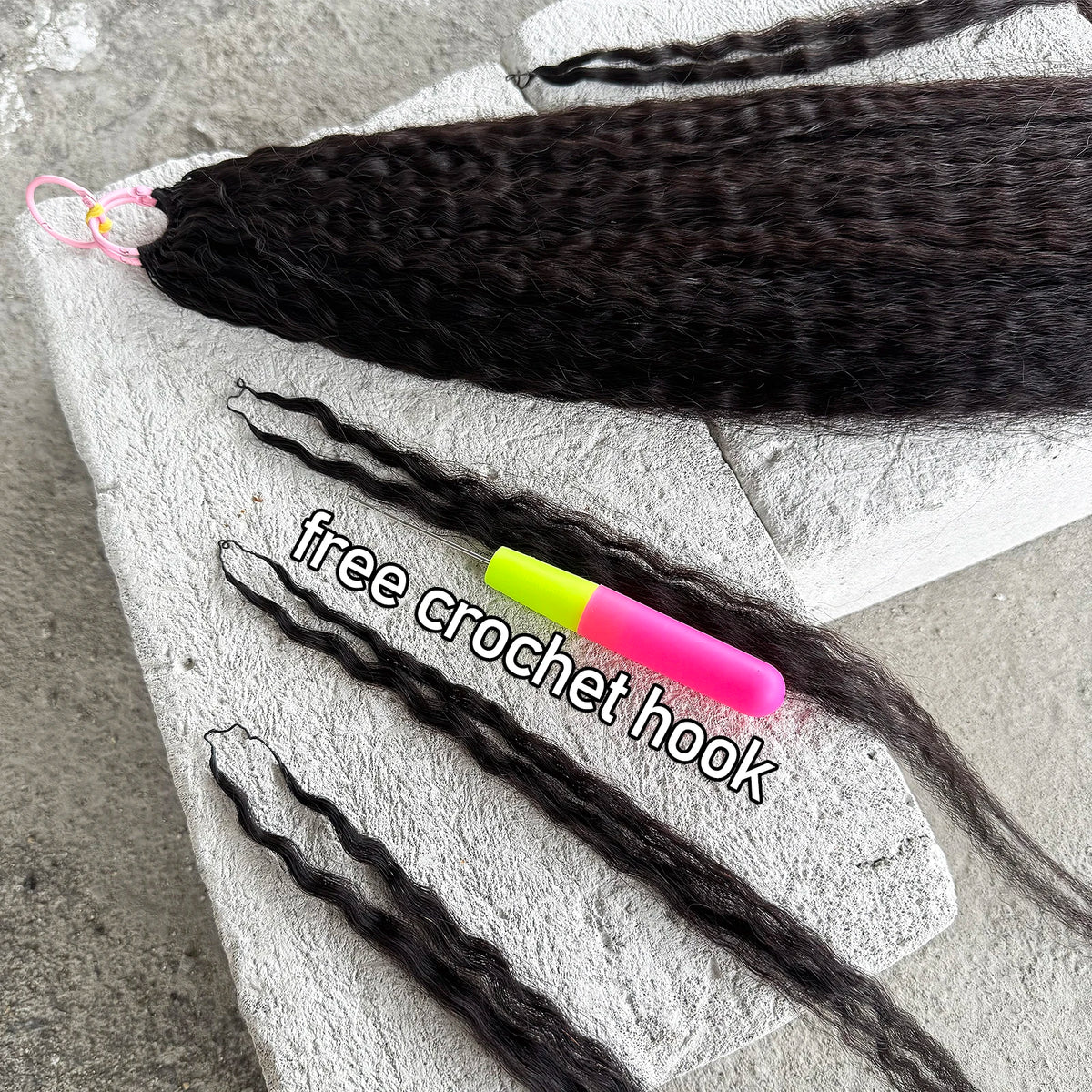 Deep Wave Crochet Hair Extensions Kinky Curly Crochet Human Hair Knotless Pre-Separated Crochet Feather Hair Extensions