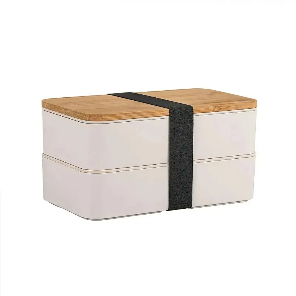 Adult Bento Lunch Box, 2-Tier Food Storage Container Set with Cutlery for Kids/children, Crisper Microwave and Dishwasher Safe