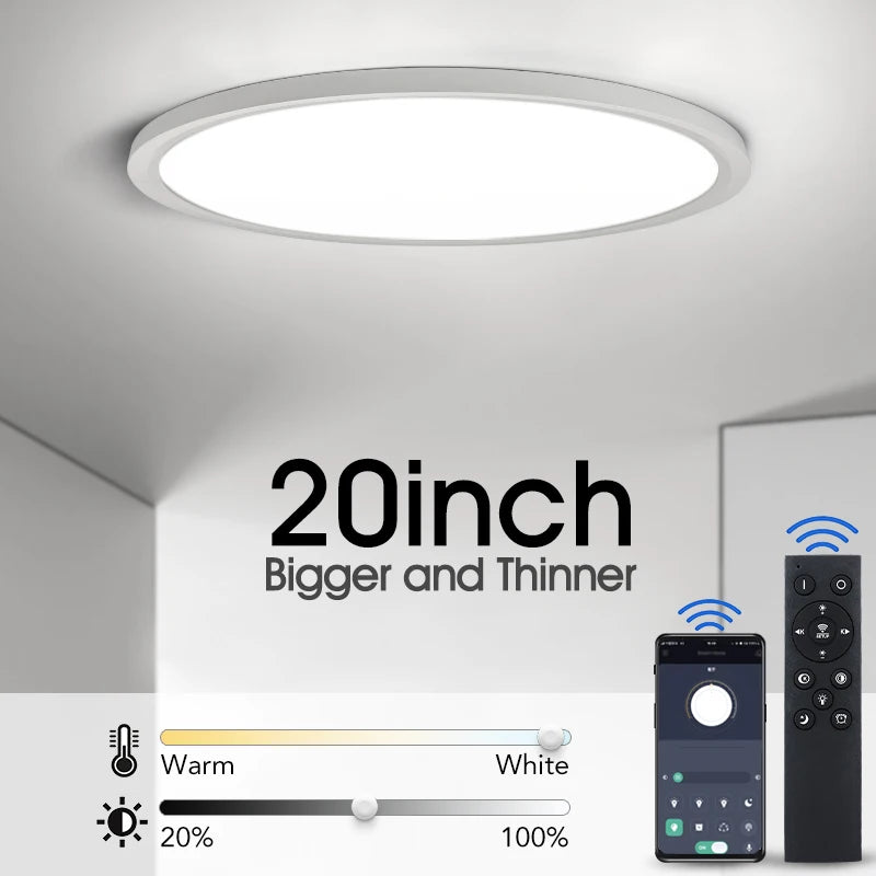 Led Ceiling Lights Large 20Inch Ultra-thin Remote Control APP Dimmable Smart Modern Lamp For Living Room Bedroom Home Decoration
