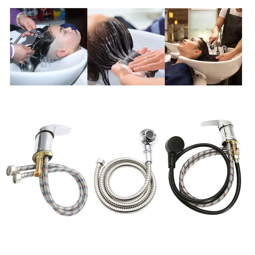 Mixer Tap Bath Sink Faucet Shower Head Spray Hose Push On Washing Hairdresser For Barber Shop Salon Shampoo Accessories