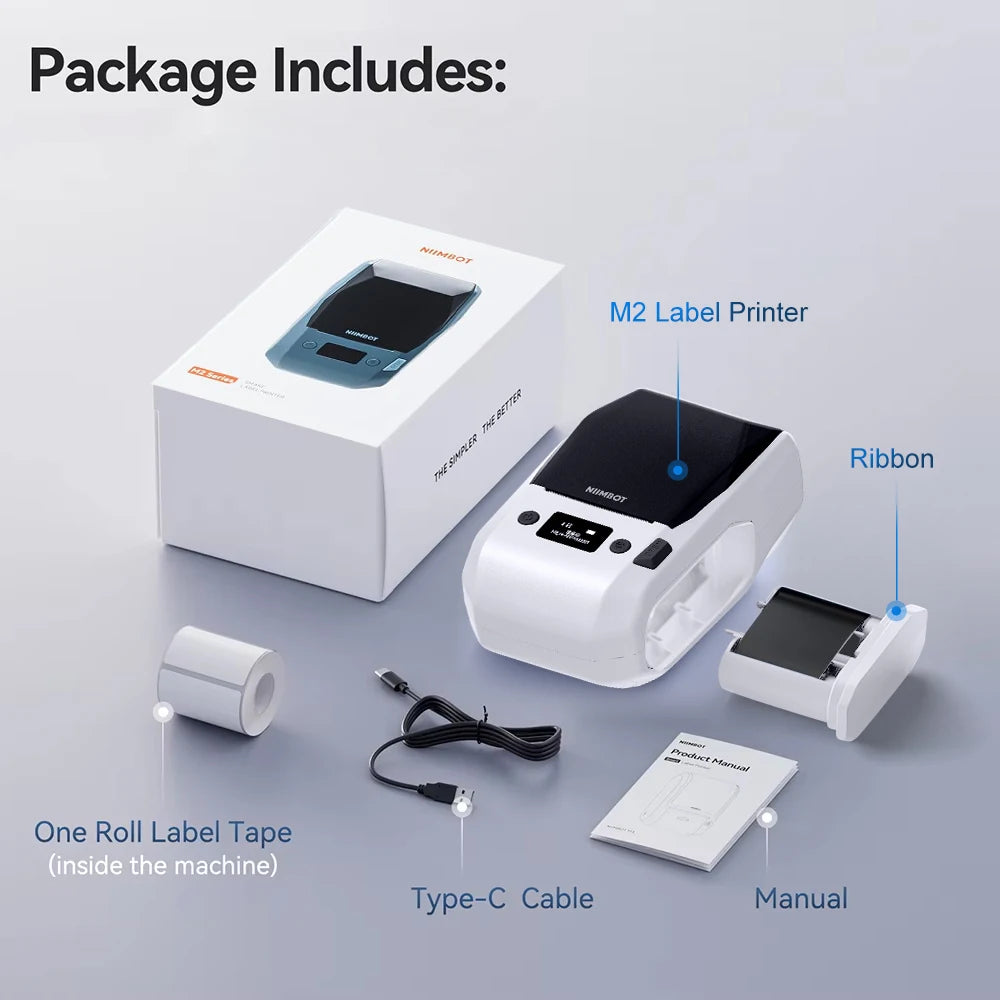 M2 Niimbot Portable Thermal Transfer Label Printer Multi-function Sticker Label Maker Machine for Office Clothes Tag Power Cable