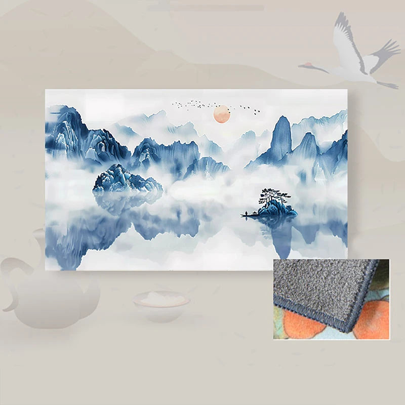 30*18cm High-end Tea Towel With Retro Style And Colorful Painting, Special Tea-drinking Cloth, Premium Tea Set