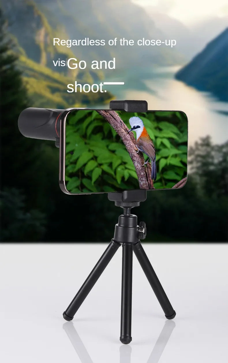 2000x25 HD Monocular Telescope Mini Portable with Phone Holder for Outdoor Camping Hunting Birdwatching