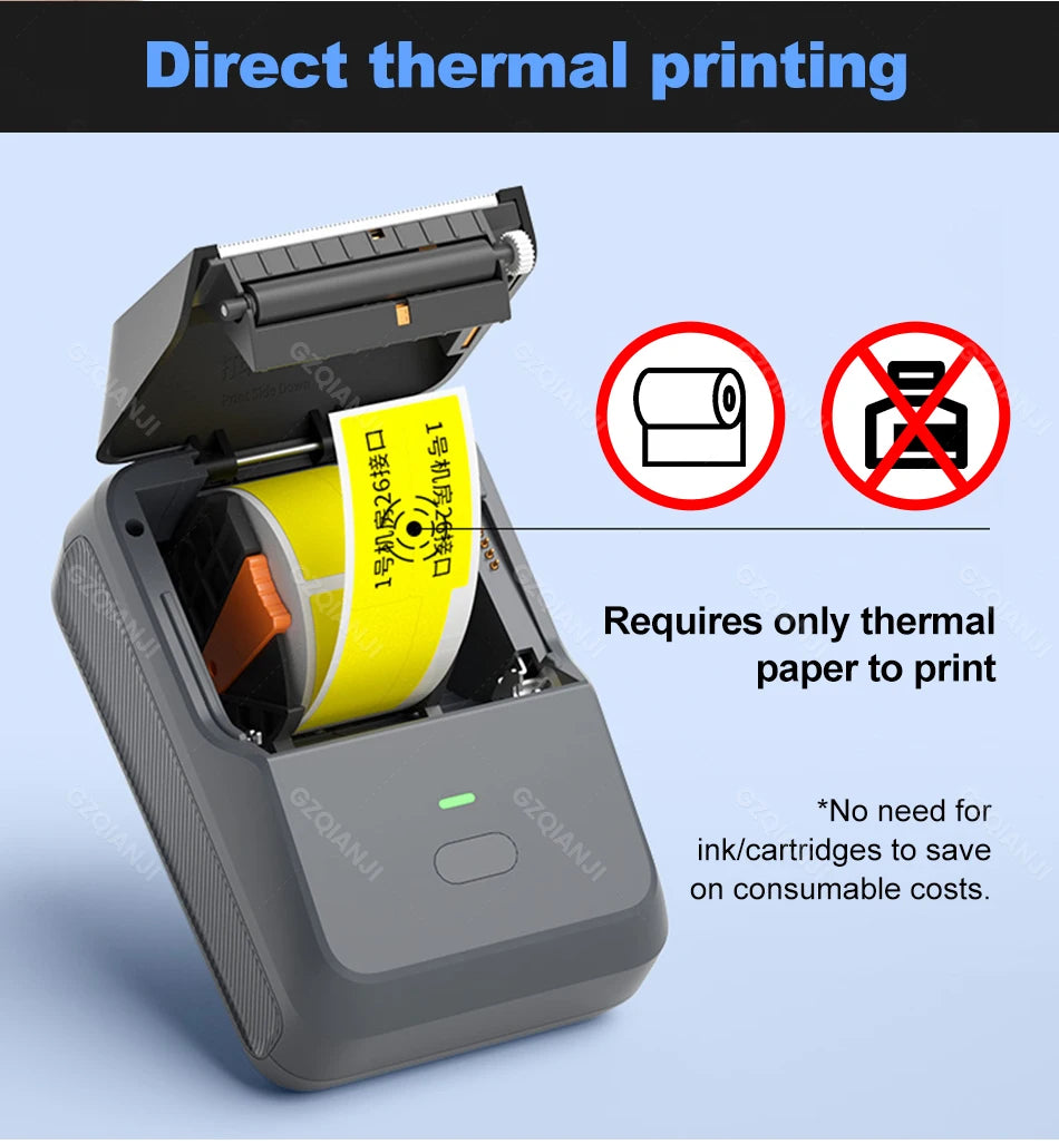 20-50mm Mini Thermal Label Printer 2 inch Barcode Sticker Normal Self-adhesive Paper Printing Pocket Labeling Machine Wireless