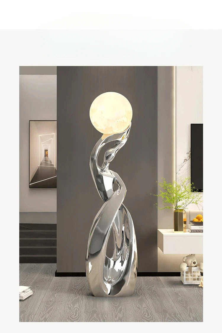 Artistic Lady Floor Lamp Moon Color Lighttapping Adjustable USB Charging Home Living Room TV Cabinet Sofa Side Floor Lamp