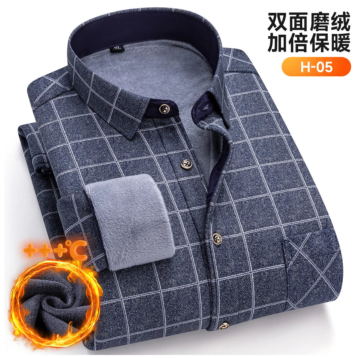 Autumn Winter New Fleece Plaid Shirt For Men Business Thickened Warm Double-sided Fleece Casual Non-ironing Fashion Check Shirts