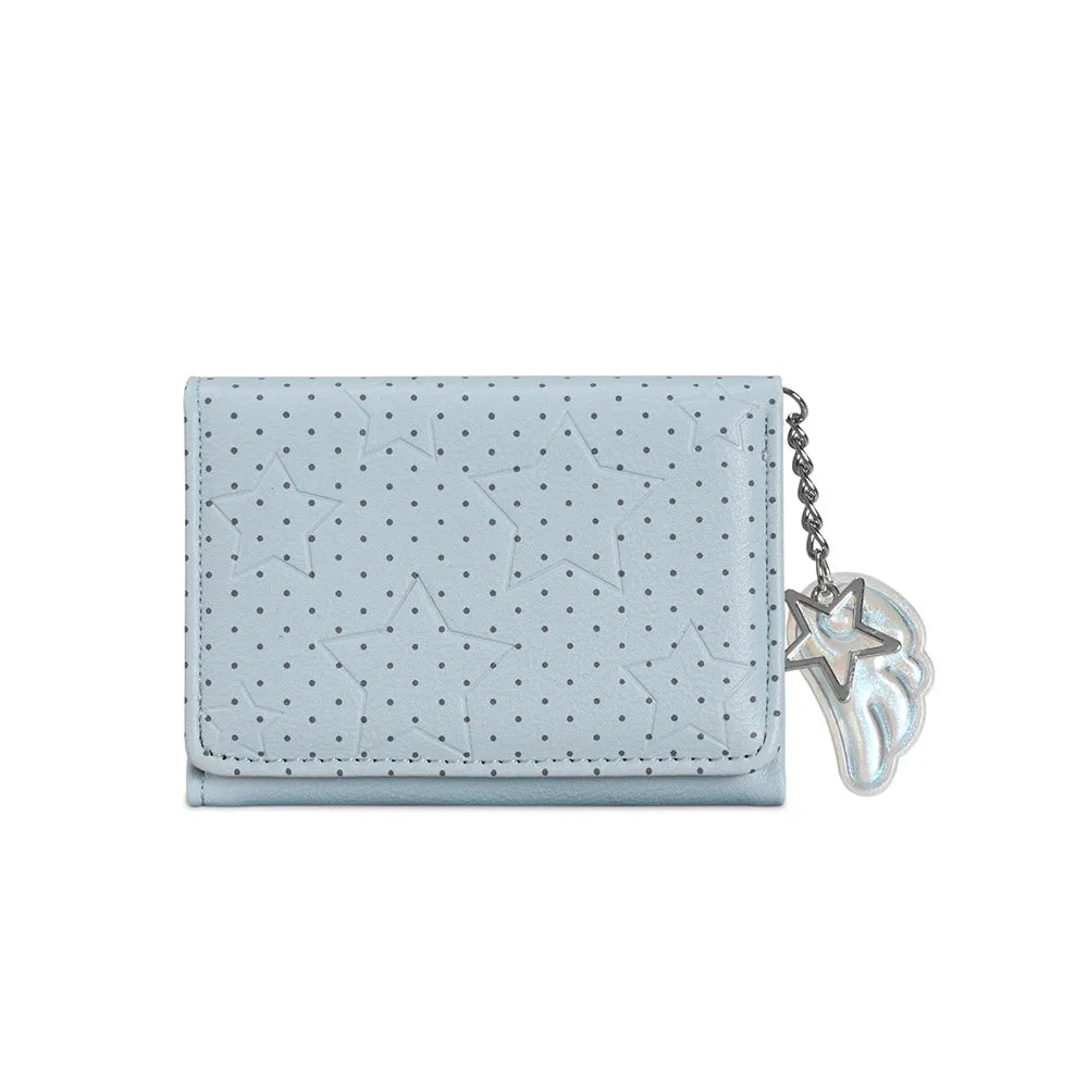 Fashion Y2K Tri-fold Wallet Wing Pendant Star Dot Coin Purse Zipper Clouse Multicolor Women's Wallet for Students