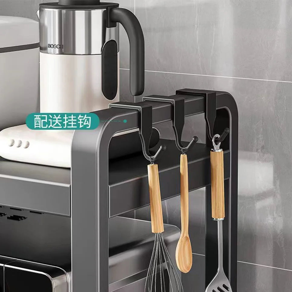 Expandable Kitchen Storage Rack Double Layer Microwave Oven Stand Countertop Holder for Rice Cooker Kitchen Organizer